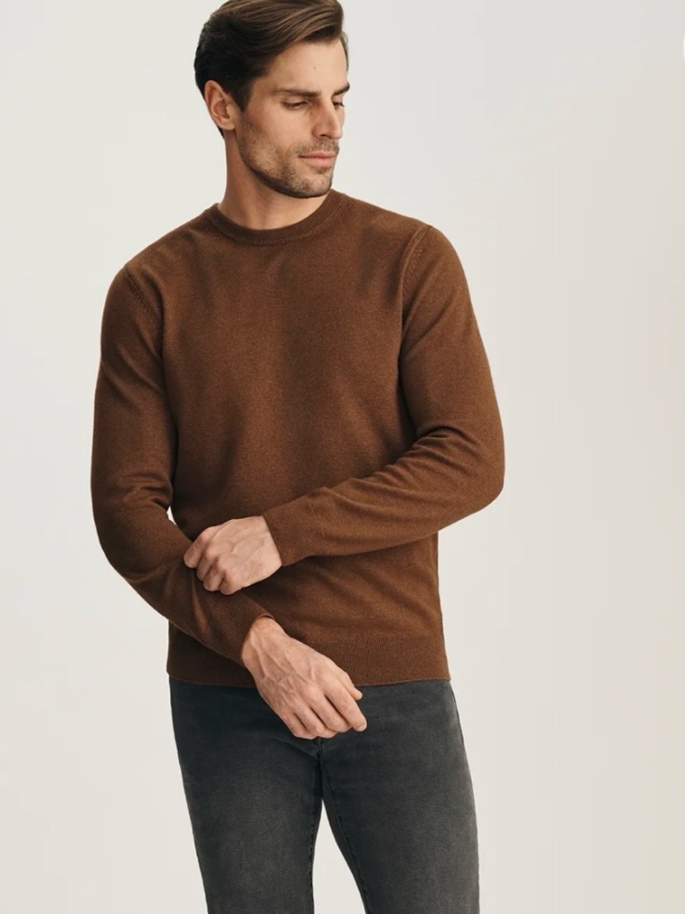 J.CREW 100% Cashmere Crew Neck Sweater In Coffee Size  XL